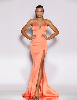 Style JX2055 Jadore Orange Size 10 Coral Black Tie Straight Dress on Queenly