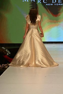 Marc Defang Gold Size 6 Pageant Floor Length Train Dress on Queenly
