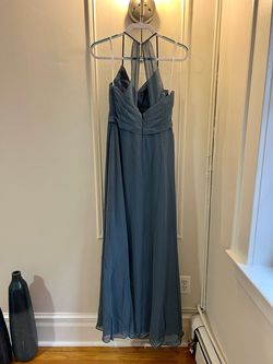 Azazie Blue Size 6 Military Floor Length A-line Dress on Queenly