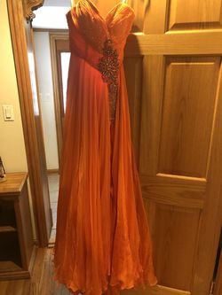 Mac Duggal  Orange Size 4 Side slit Dress on Queenly