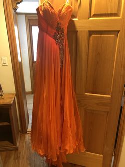 Mac Duggal  Orange Size 4 Side slit Dress on Queenly