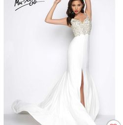 Mac Duggal White Size 8 Jewelled Prom Euphoria Pageant Side slit Dress on Queenly