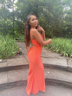 Faviana Orange Size 6 Floor Length Straight Dress on Queenly