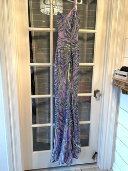 Jovani Purple Size 2 Floor Length Prom Military Mermaid Dress on Queenly