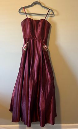 Blondie Nites Red Size 4 Strapless Floor Length Maroon A-line Dress on Queenly