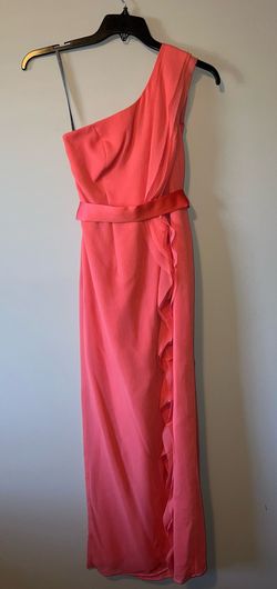 David's Bridal Pink Size 0 One Shoulder Prom Straight Dress on Queenly