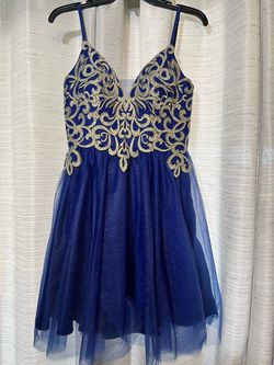 Blondie Nites Blue Size 8 Midi Quinceanera Cocktail Dress on Queenly