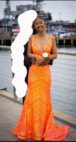 Jovani Orange Size 00 Floor Length Mermaid Dress on Queenly