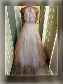 David's Bridal Pink Size 4 Rose Gold Prom Train Dress on Queenly