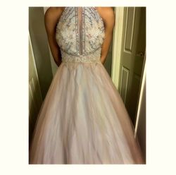 David's Bridal Pink Size 4 Rose Gold Medium Height Prom Train Dress on Queenly