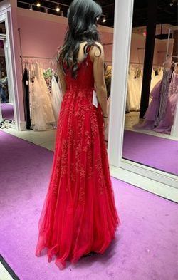 Style 54938 Sherri Hill Red Size 00 Black Tie Pageant Lace Prom Ball gown on Queenly
