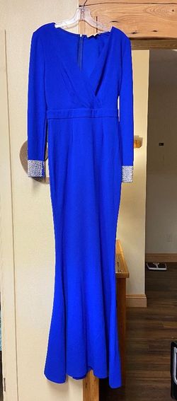 Ricarica Blue Size 8 Floor Length Shiny Black Tie Straight Dress on Queenly