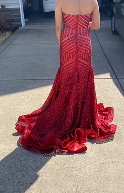 Jovani Red Size 2 50 Off Strapless Sheer Mermaid Dress on Queenly