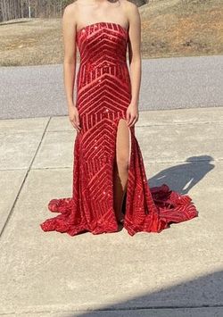 Jovani Red Size 2 50 Off Strapless Sheer Mermaid Dress on Queenly