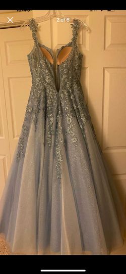 Ellie Wilde Blue Size 0 Floor Length Prom Ball gown on Queenly