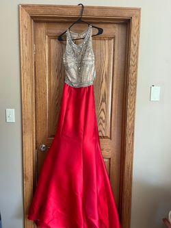 Jovani Red Size 6 Prom Military Mermaid Dress on Queenly