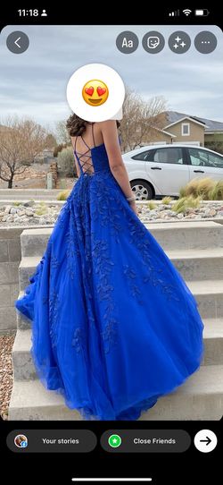Amarra Blue Size 6 Black Tie Prom Ball gown on Queenly