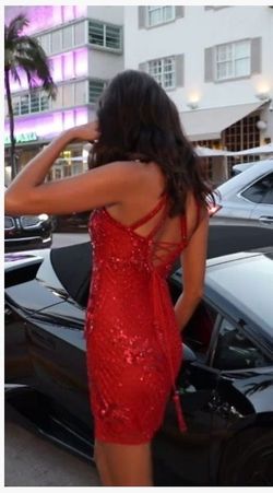 Sherri Hill Red Size 8 Black Tie Prom Midi Cocktail Dress on Queenly