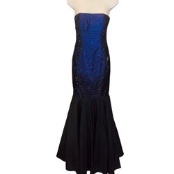 Style 6917 Jovani Blue Size 2 Medium Height Floor Length Mermaid Dress on Queenly