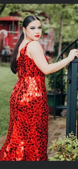 Sherri Hill Red Size 8 Black Tie Floor Length Side slit Dress on Queenly