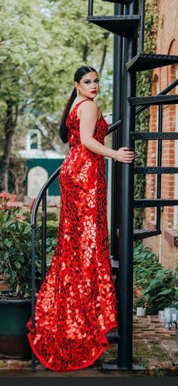 Sherri Hill Red Size 8 Black Tie Prom Side slit Dress on Queenly