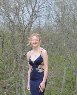 Faviana Blue Size 4 Prom Train Straight Dress on Queenly