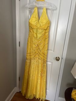 Jasz Couture Yellow Size 6 Military Floor Length Mermaid Dress on Queenly