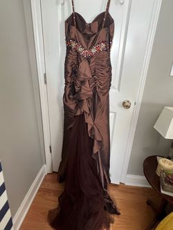 Tony Bowls Brown Size 8 Floor Length Train Dress on Queenly