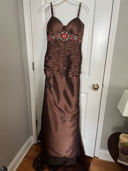 Tony Bowls Brown Size 8 Floor Length Train Dress on Queenly