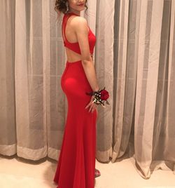 Windsor Red Size 0 Floor Length Halter Side slit Dress on Queenly