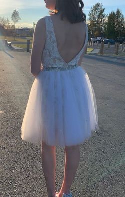 Jovani White Size 4 50 Off Tulle 70 Off Cocktail Dress on Queenly