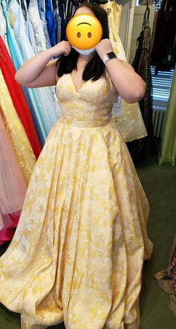 Sherri Hill Yellow Size 16 Medium Height Corset Floor Length Ball gown on Queenly