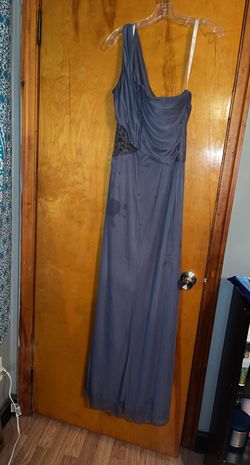 David's Bridal Gray Size 14 Floor Length Side slit Dress on Queenly
