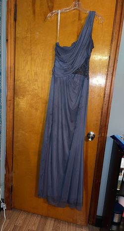 David's Bridal Gray Size 14 Floor Length Side slit Dress on Queenly