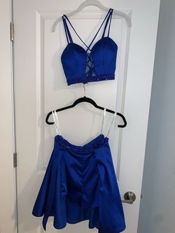 Rachel Allan Blue Size 4 Two Piece Cut Out Mini Cocktail Dress on Queenly