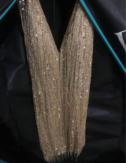 Sherri Hill Gold Size 6 Floor Length Sorority Formal Sheer A-line Dress on Queenly