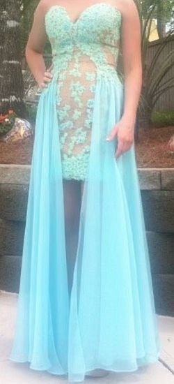 Sherri Hill Blue Size 2 Wedding Guest Prom Teal Straight Dress on Queenly