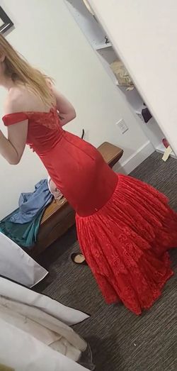 Sherri Hill Red Size 2 Black Tie Mermaid Dress on Queenly