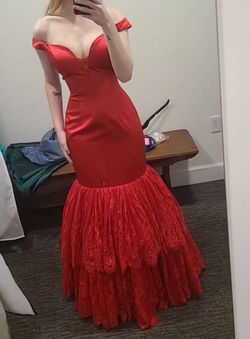 Sherri Hill Red Size 2 Black Tie Mermaid Dress on Queenly