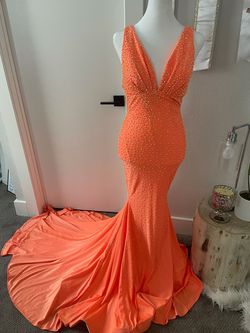 Johnathan Kayne Orange Size 4 Black Tie Mermaid Dress on Queenly