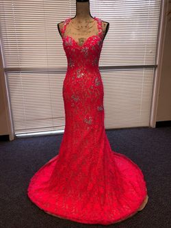 Jovani Hot Pink Size 6 Cap Sleeve Sweetheart Mermaid Dress on Queenly