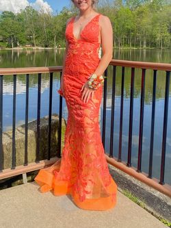 Jovani Orange Size 00 Black Tie Free Shipping Floor Length Mermaid Dress on Queenly