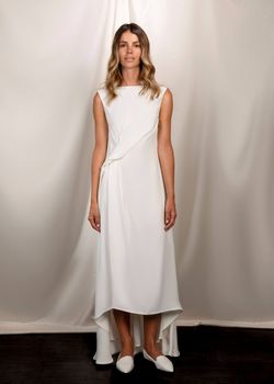 Studio Serravalle White Size 14 Floor Length Tall Height Plus Size Straight Dress on Queenly