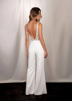 Studio Serravalle White Size 22 Bachelorette Floor Length Tall Height Plus Size Jumpsuit Dress on Queenly