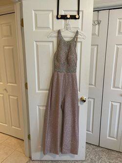 Rachel Allan Pink Size 2 Floor Length Shiny Jumpsuit Dress on Queenly