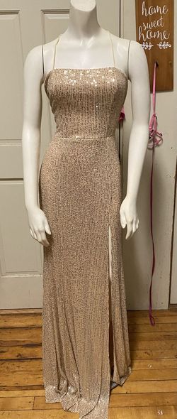 Maniju Gold Size 4 Military Floor Length Straight Dress on Queenly