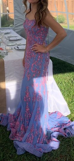 Sherri Hill Blue Size 6 Prom Floor Length Train Dress on Queenly