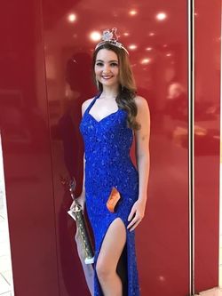 La Femme Blue Size 0 Side slit Dress on Queenly