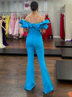 Ashley Lauren Blue Size 2 Floor Length Jumpsuit Dress on Queenly