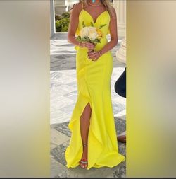Colors Yellow Size 0 Military Floor Length Straight Dress on Queenly